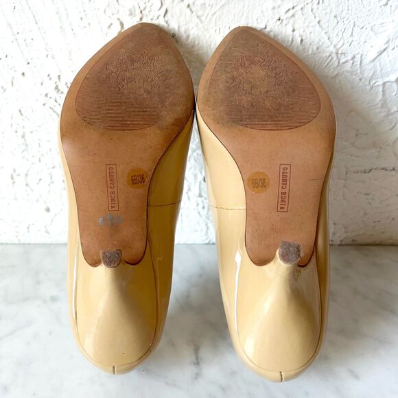 Vince Camuto Vickiy Beige Patent Leather Pumps Heels - Women's Size 6B - Picture 5 of 10